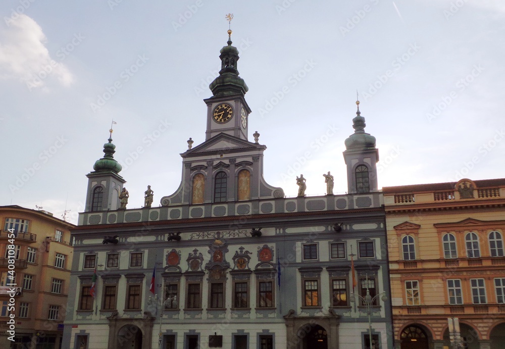 Fototapeta premium Czech Republic, Češke Budjejovice, city hall in the main square