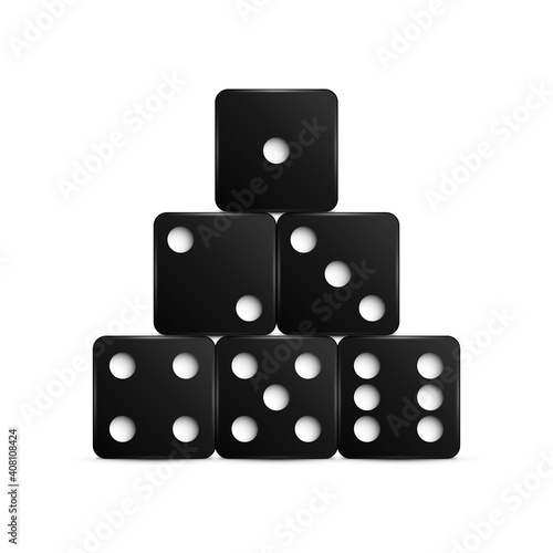 Set of black dices. Vector illustration.