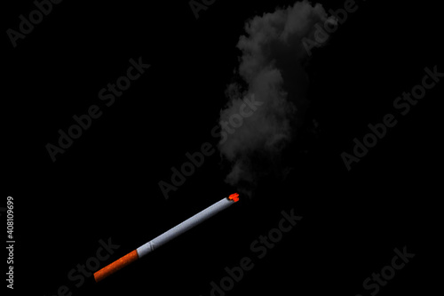 A burning cigrette to illustrate how it's injurious.