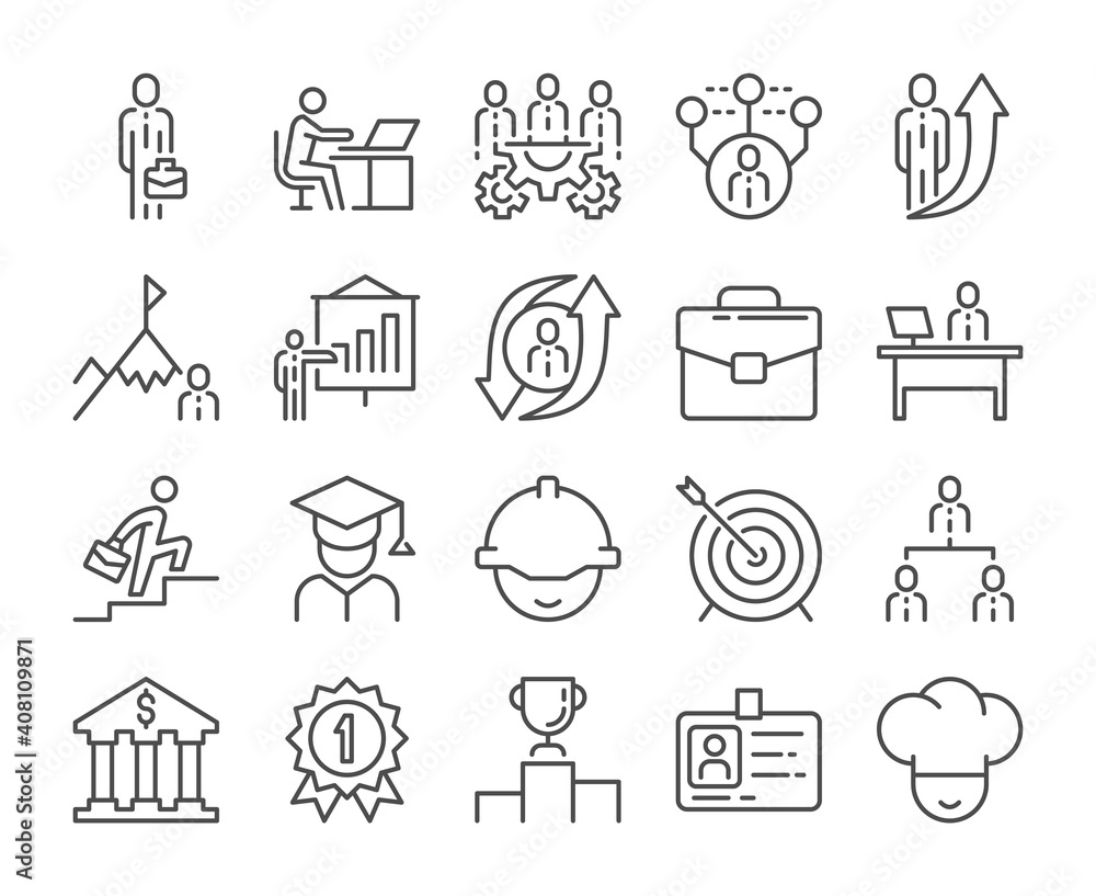 Career icon. Career development line icons set. Vector illustration ...