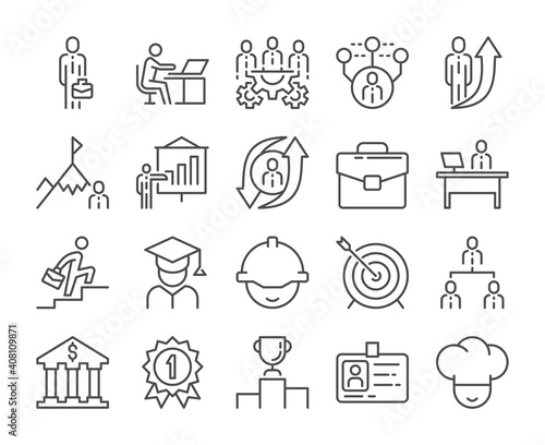 Career icon. Career development line icons set. Vector illustration. Editable stroke.
