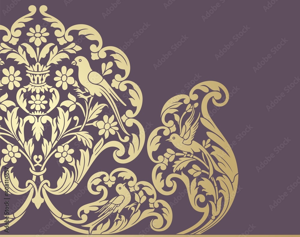 wedding card design, paisley floral pattern , India wedding card design, paisley floral pattern , India