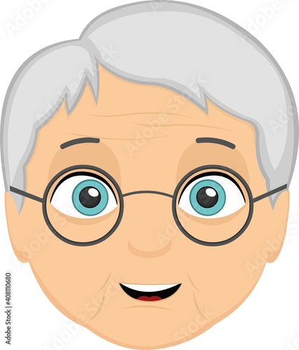 Vector illustration of a grandmother's face cartoon