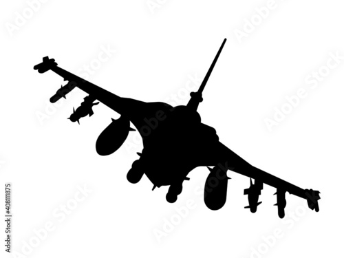 F16 plane, flight of the F16 military plane.  Isolated 
 silhouette	