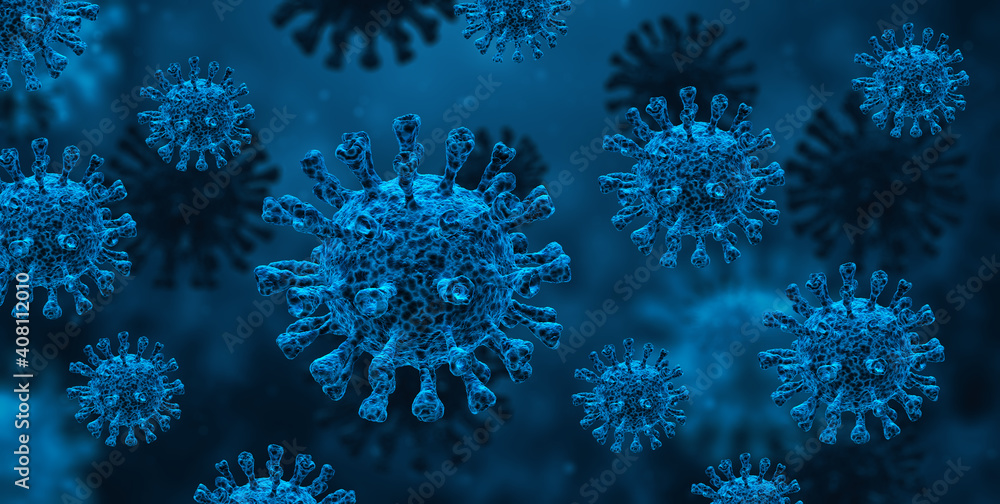 Coronavirus covid-19 under the microscope. Science epidemic infection concept. 3D rendered illustration Coronavirus covid-19 under the microscope. Science epidemic infection concept. 3D rendered illustration