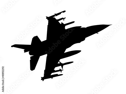 F16 plane, flight of the F16 military plane.  Isolated 
 silhouette	 photo