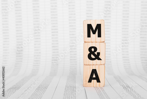 Word M AND A made with wood building blocks