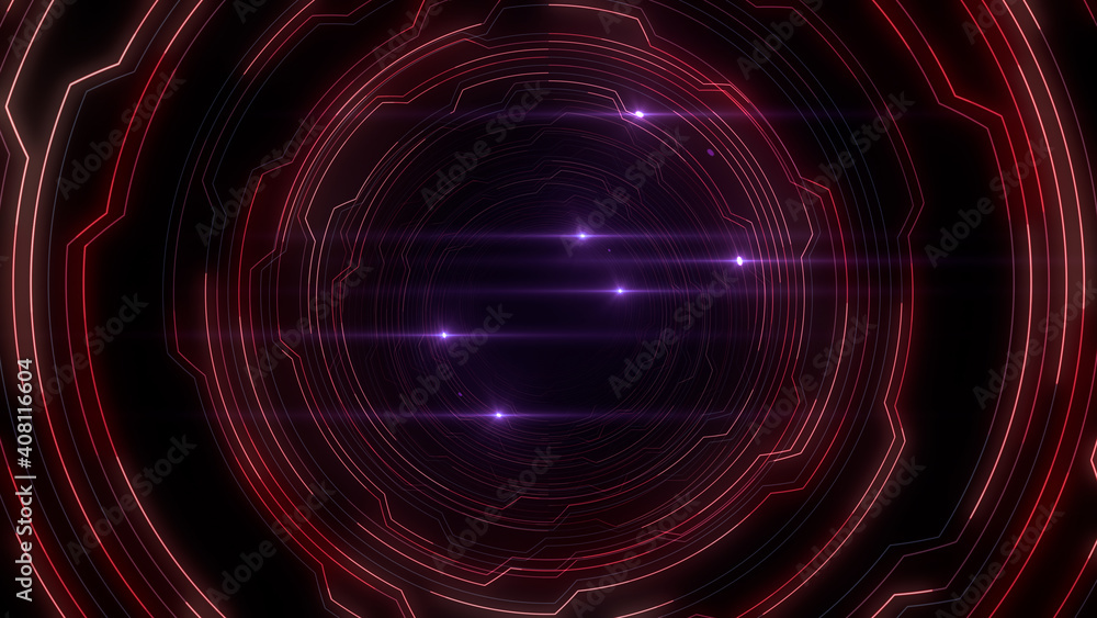 Obraz premium Digital Circuit Tunnel Network Technology internet data 3D illustration.