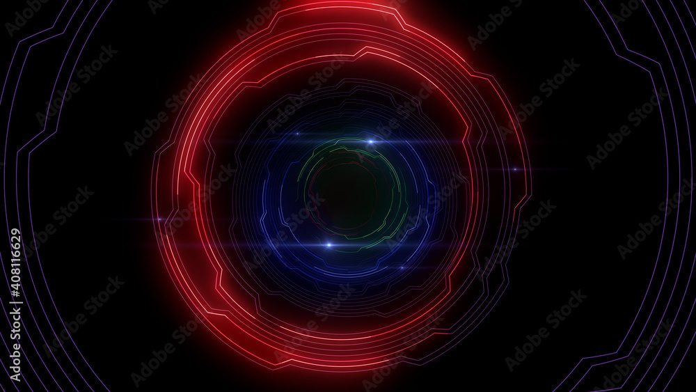 Obraz premium Digital Circuit Tunnel Network Technology internet data 3D illustration.
