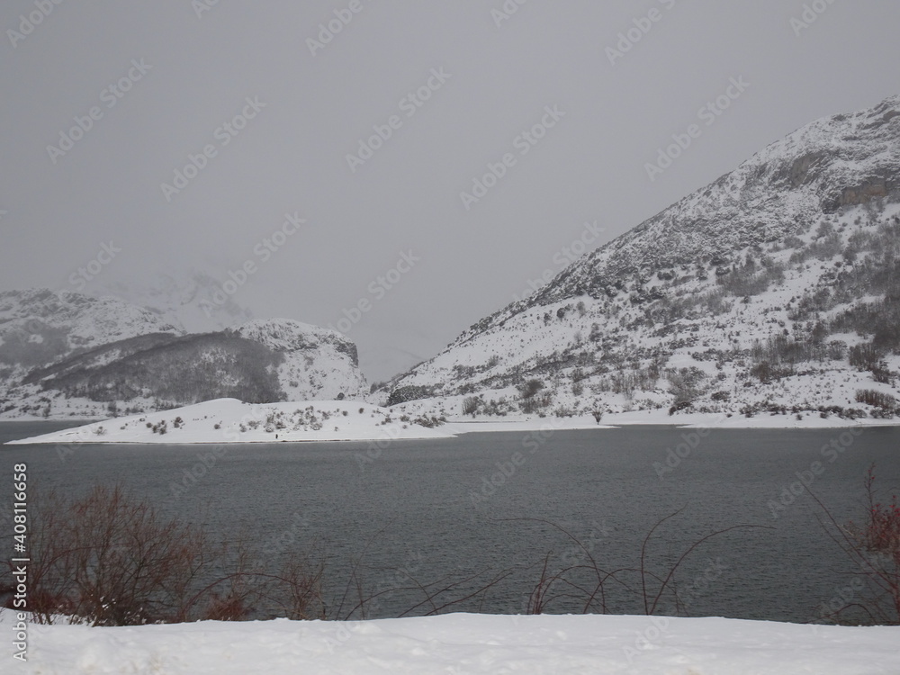 snow covered mountains