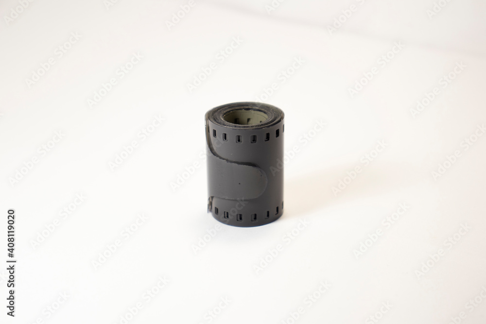 old photographic film on white isolated background with copy space old photographic film on white isolated background with copy space