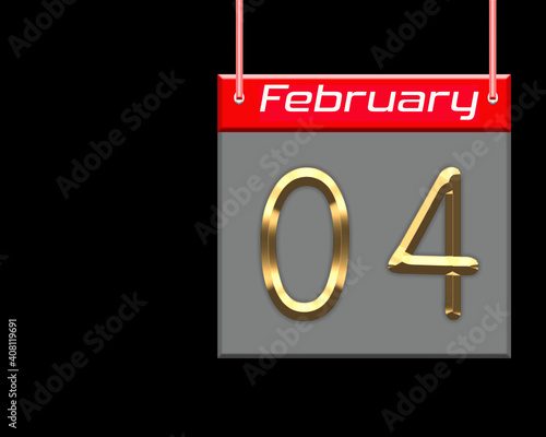 February 04, Monthly Calendar on Black Backgrand photo