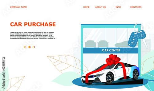 Landing page template web site carsharing or rent a car, sale and leasing cars, automotive services, insurance, car purchase. For mobile or smartphone application. Vector illustration. 