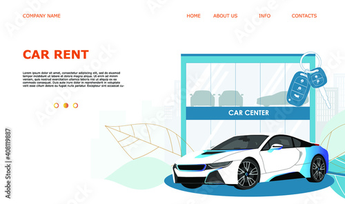 Landing page template web site carsharing or rent a car, sale and leasing cars, automotive services, insurance, car purchase. For mobile or smartphone application. Vector illustration. 