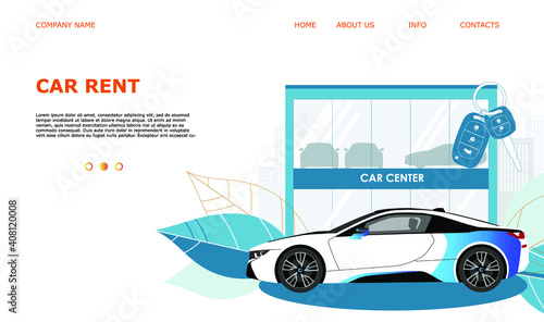 Landing page template web site carsharing or rent a car, sale and leasing cars, automotive services, insurance, car purchase. For mobile or smartphone application. Vector illustration. 