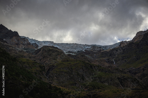 glacier view with clouds and snow and ice rock © Thomas