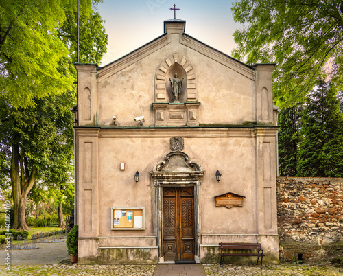 Fototapeta Naklejka Na Ścianę i Meble -  St. John Kanty Chapel besides St. Andrew Basilica at the Olkusz market square in Beskidy mountain region of Lesser Poland