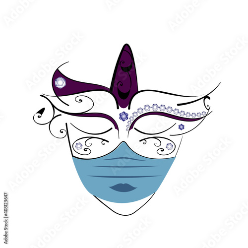 karneval maske corona violett