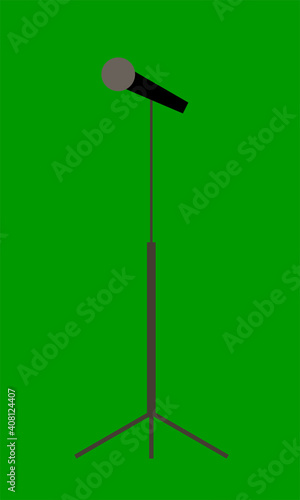 Vector image of a floor microphone on a stand on a green background