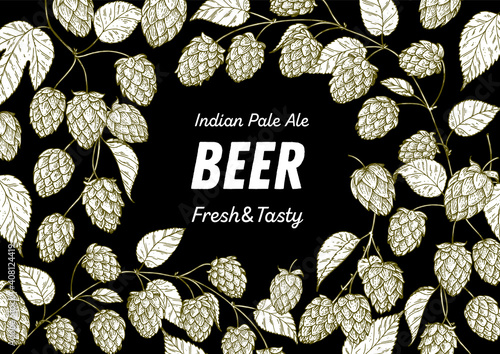 Beer hop illustration. Hand drawn sketch design. Beer ingredients vector illustration.
