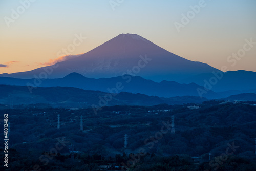 湘南平からの富士山の夕景