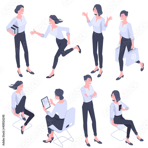 young women characters poses