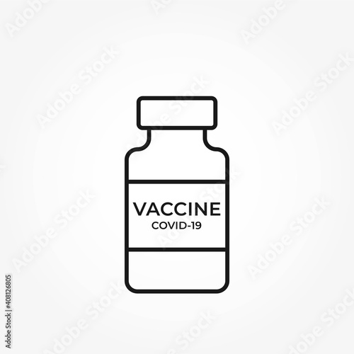 covid-19 vaccine bottle icon. medical and vaccination symbol. coronavirus protection and disease prevention vector image