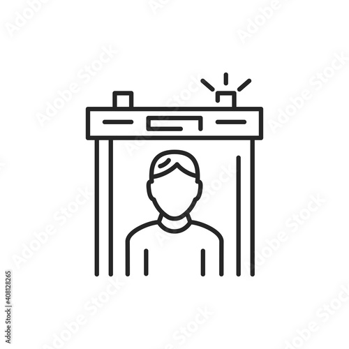 Metal detector color line icon. Electronic machine.