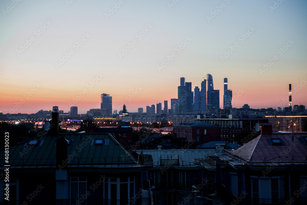 sunseet view on Moscow city