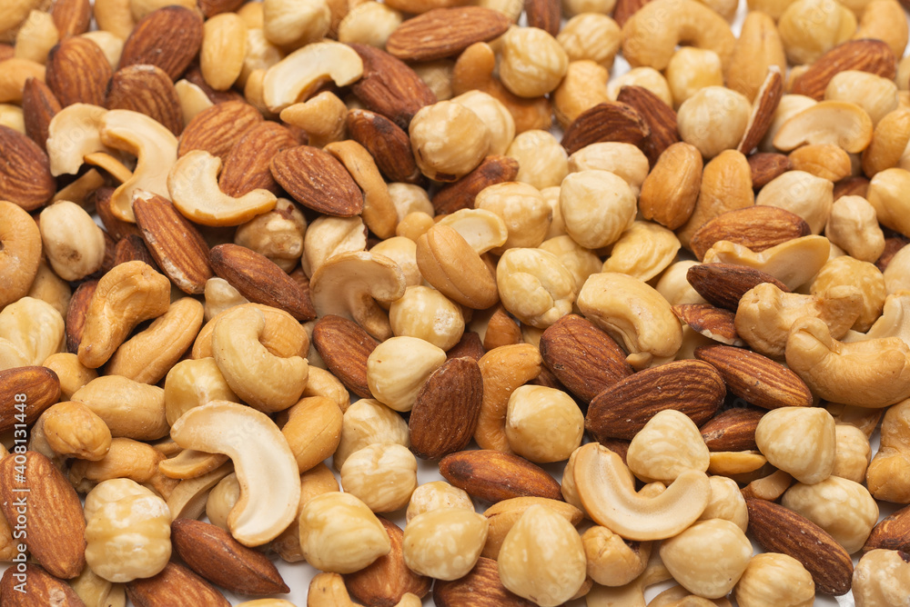 Mix of nuts isolated on white background. Top view. Mix of nuts isolated on white background. Top view.