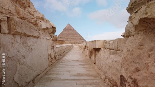 advancement to the pyramid of khephren in Egypt via a corridor photo