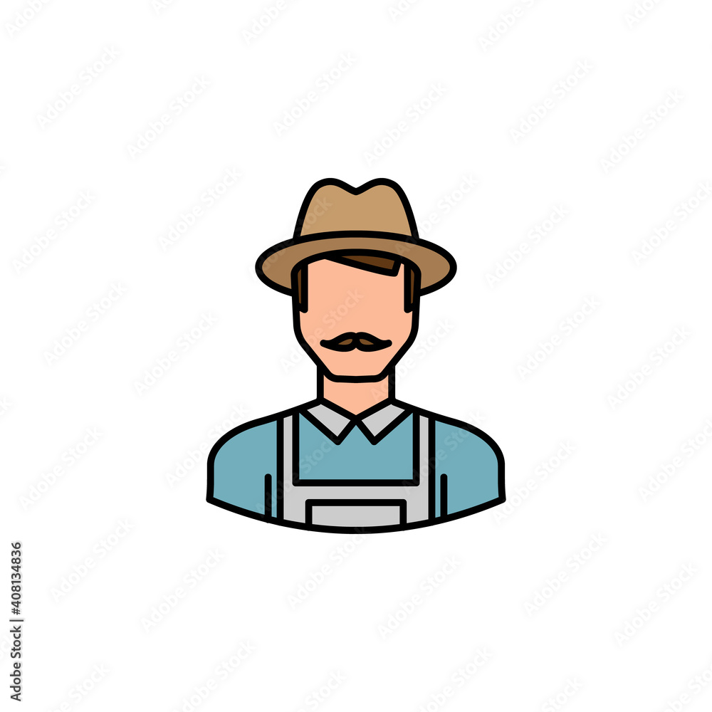 avatar farmer outline icon. Signs and symbols can be used for web logo mobile app UI UX avatar farmer outline icon. Signs and symbols can be used for web logo mobile app UI UX