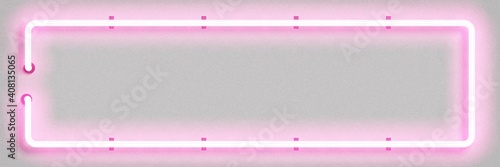 Vector realistic isolated neon sign of pink rectangle frame for template and layout on the white background.