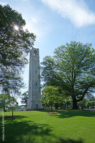 The bell tower on the campus of North Carolina State University in Raleigh