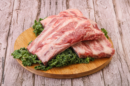 Raw pork ribs for cooking