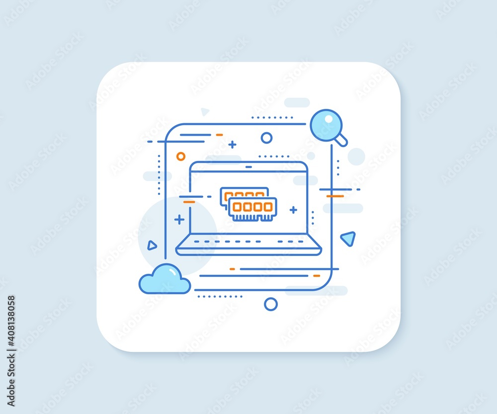 Ram line icon. Abstract vector button. Computer random-access memory component sign. Ram line icon. Laptop concept badge. Vector Ram line icon. Abstract vector button. Computer random-access memory component sign. Ram line icon. Laptop concept badge. Vector