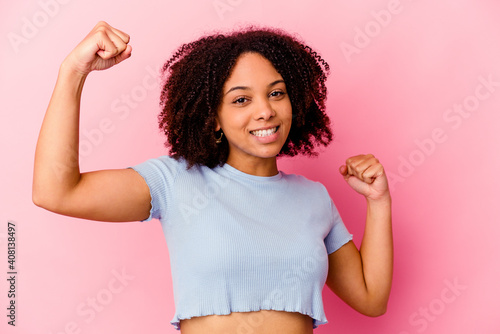 Young african american mixed race woman isolated cheering carefree and excited. Victory concept.