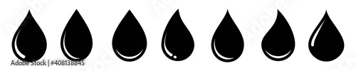 Fotografija Water drop icon different shape,  water drops collection, oil drop, Isolated on