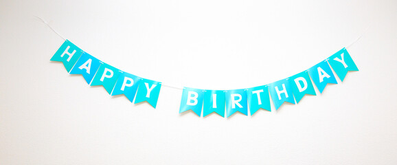 Happy birthday party background with text and colorful tools