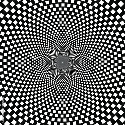 White radial halftone dotted shape. Vector illustration. Design element for logo, sign, symbol, blackout tattoo, web pages, prints, posters, monochrome pattern and abstract background