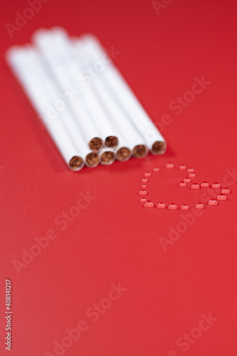 Cigarettes are hazy  water drops in the shape of a heart