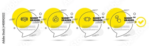 5g wifi, Like hand and Star line icons set. Timeline infograph speech bubbles. Checkbox sign. Wireless internet, Thumbs up, Favorite. Approved. Business set. Infographics timeline banner. Vector