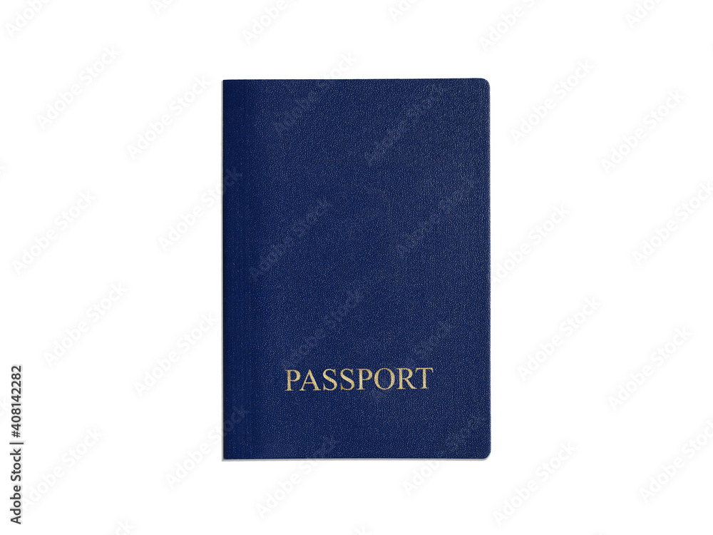 Isolate of the blue passport on a white background. Document template. A person's identity card. Isolate of the blue passport on a white background. Document template. A person's identity card.