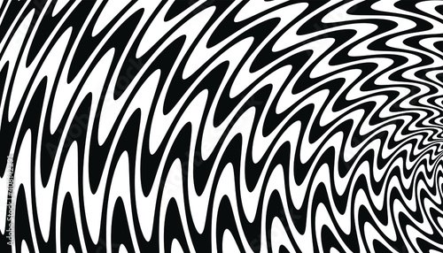 Wave design black and white. Digital image with a psychedelic stripes. Argent base for website  print  basis for banners  wallpapers  business cards  brochure  banner. Line art optical