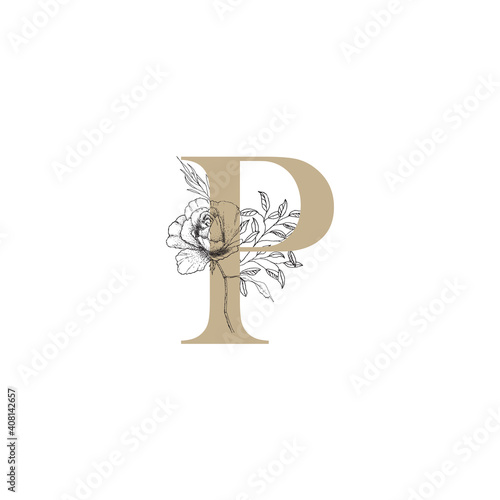 Elegant logo letter with floral element