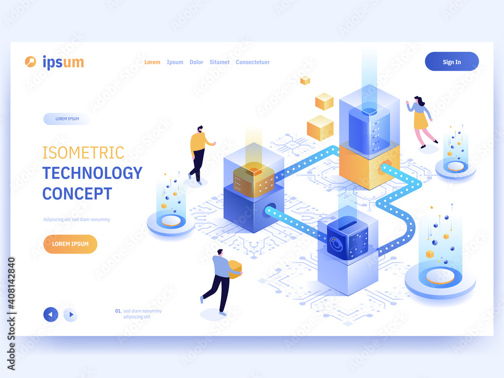 Vector landing page of Isometric Technology concept Vector landing page of Isometric Technology concept