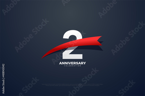 2nd Anniversary with numbers and with red spiky figures.