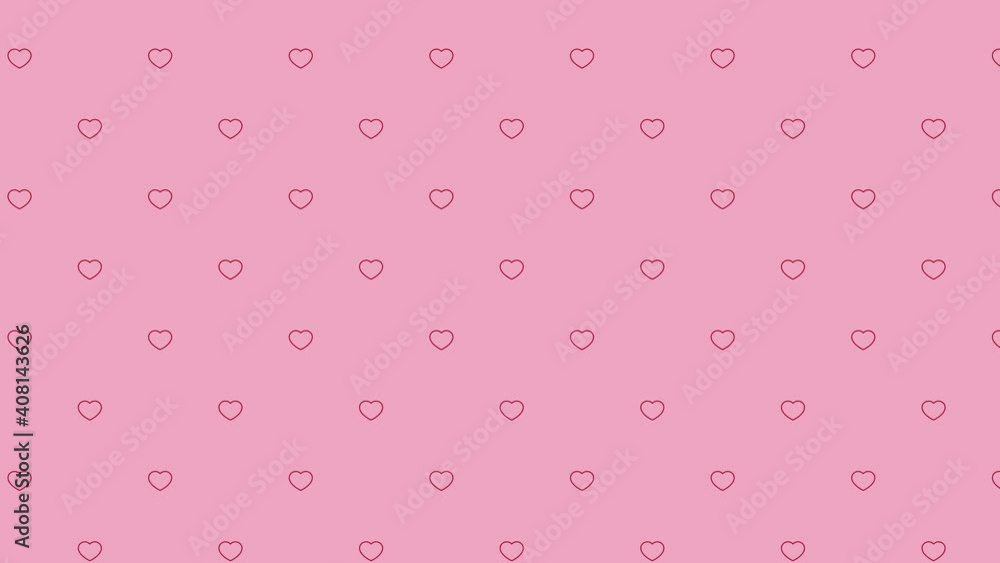 Pink background with red thin line heart symbols pattern. Seamless motion graphic loop animation holiday Pink background with red thin line heart symbols pattern. Seamless motion graphic loop animation holiday