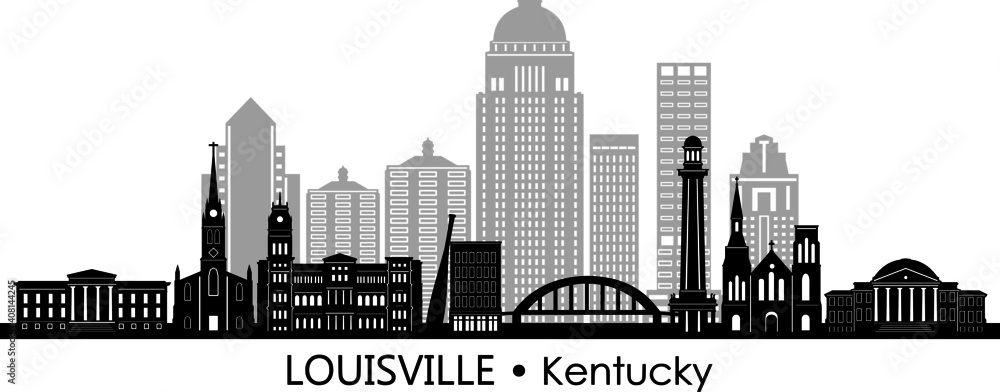 LOUISVILLE Kentucky SKYLINE City Silhouette

