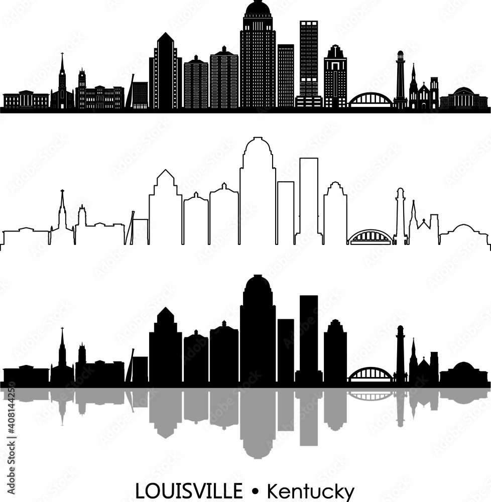 LOUISVILLE Kentucky SKYLINE City Silhouette